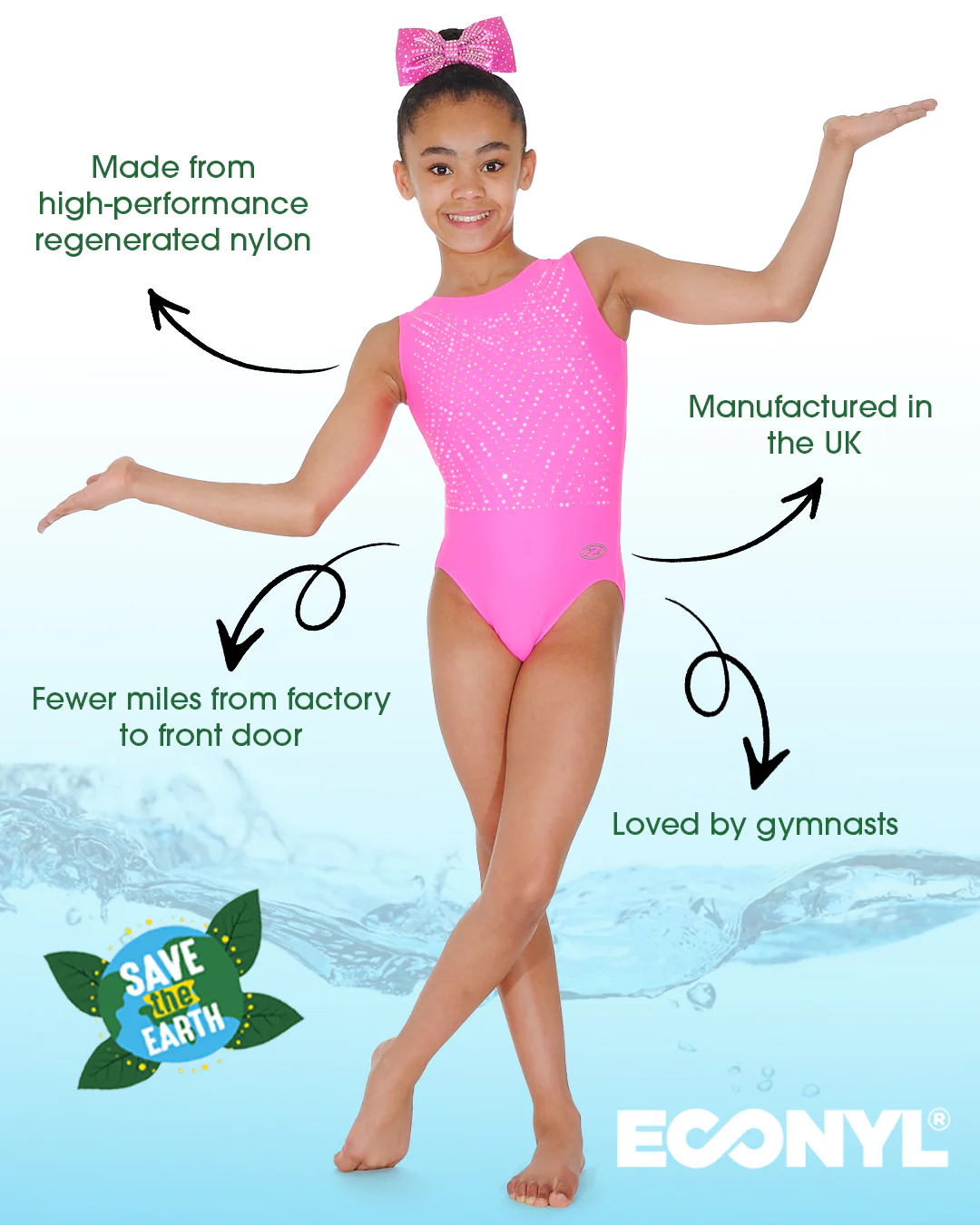 Affinity Econyl® Gymnastics Leotard with Crystal Motif - Image 8