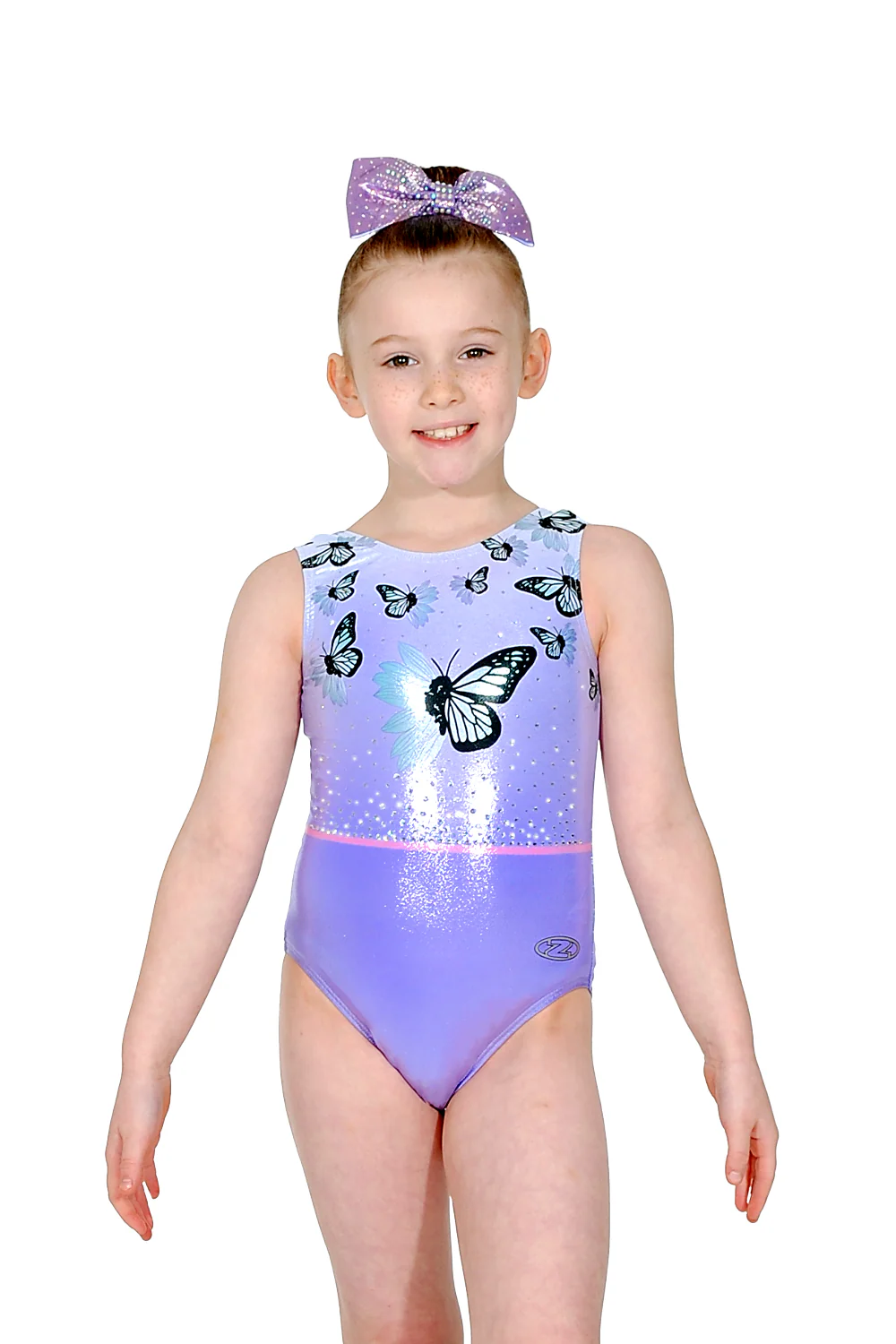 Bliss Butterfly Print Sleeveless Leotard with Crystal Motif - Image 3