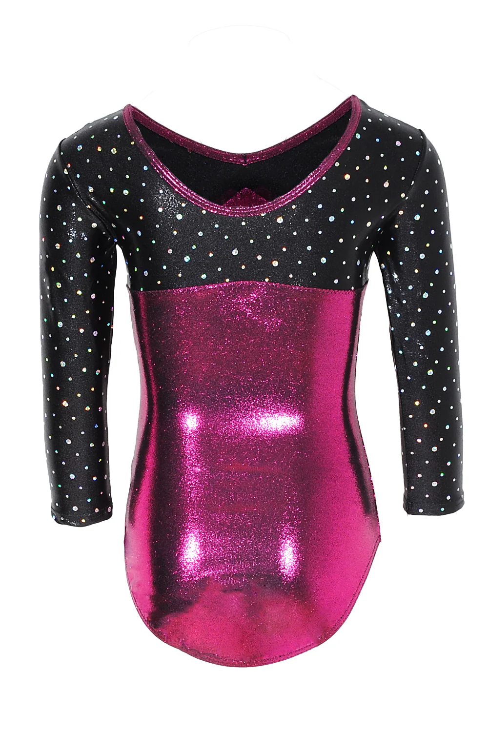 Girls Belle V Neck 3/4 Sleeve Shine Gymnastics Leotard - Image 9